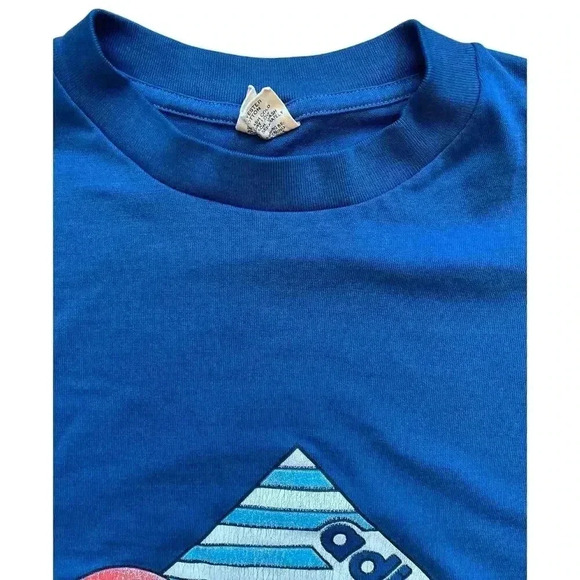 RARE Vintage 70s 80s Adidas Graphic T-Shirt Single Stitch Made in USA 50/50 - Picture 5 of 13